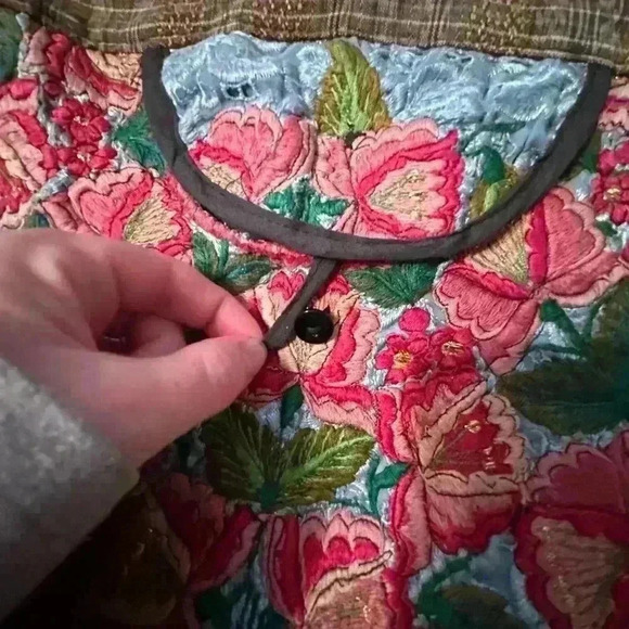 Boho Embroidered Shoulder Bag Floral Hippie Purse Broken Zipper Earthy Tones y2k - Picture 2 of 4